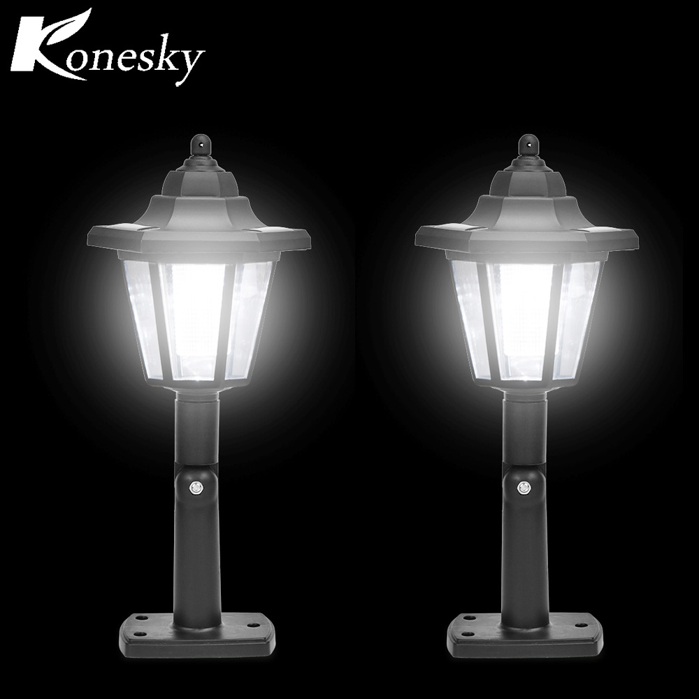 Konesky 2 stks Waterdichte Solar LED Wandlamp Zeshoekige Licht Koel Wit Auto ON/OFF Nachts Voor Outdoor landschap Tuinhek