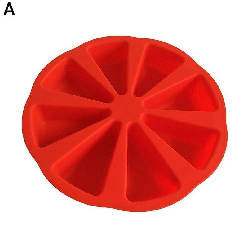 8-Gat Scoren Silicone Mold Oranje Vorm Pizza Tray Tools Bakken Cake Bakken Fondant Pan Muffin Driehoek Bakvormen T7V0: red