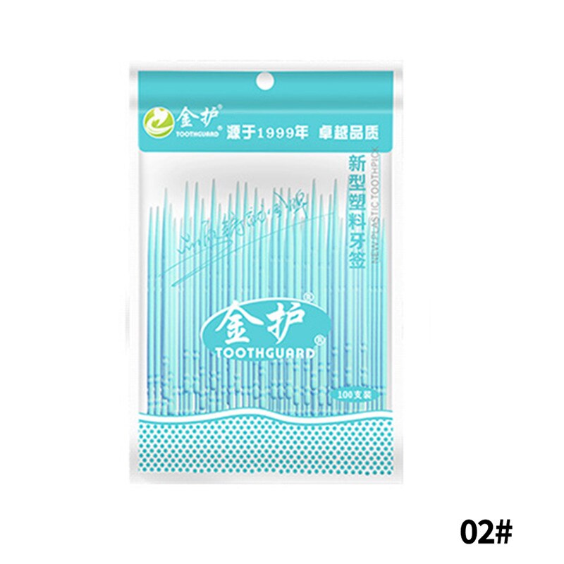 100Pcs Dubbele Superfijne Tand Stok Flosdraad Staven Borstel Bamboestok Dental Oral Care Schone Tanden Voedsel Residu Tandenstoker: 02