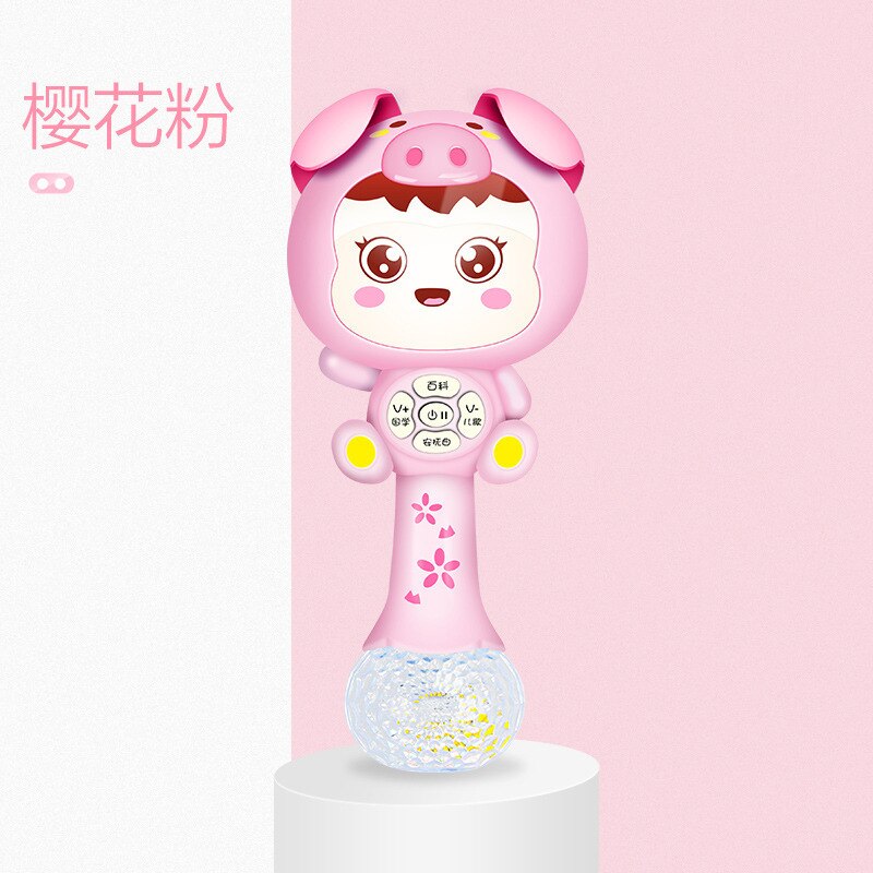 Newborn baby toy cartoon vocal toy music baby early education bed bell light sand hammer molar stick 0-1 years old: Multicolor