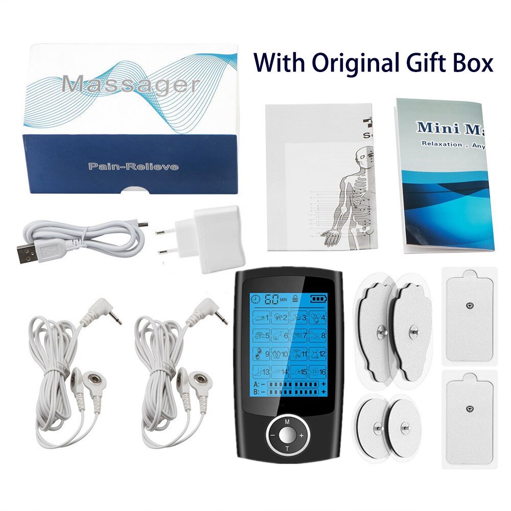 16 modus Dual Ausgang Digitale Elektronische Impuls Massagegerät ems Muskel Stimulator Schmerzen Linderung Maschine elektro Therapie Körper Massage: EU BK