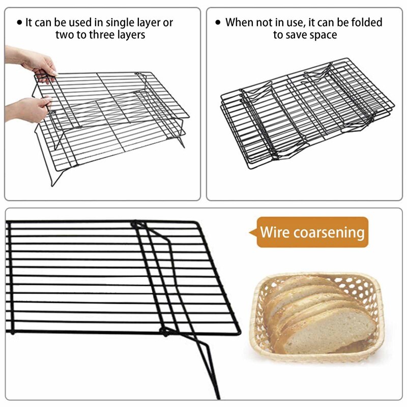 3 layers Baking Tools & Accessories Multi-layer Metal Cooling Rack for Cookies cupcakes and More, Kitchen Baking cake Tray