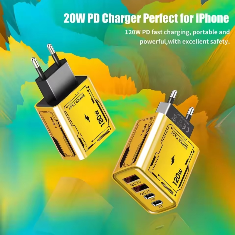 Xiaomi 120W Original Ladegerät EU/UK/US 4-Ports Ultra Schnellladung Typ-C GaN Telefon Ladegerät USB-C QC 3.0 Universal Telefon Adapter