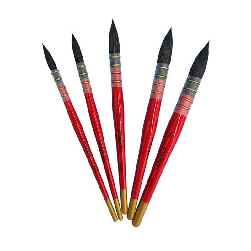 Pincel de pelo de ardilla hecho a mano para artista, pincel de acuarela pintado a mano, pinceles puntiagudos para acuarela Gouache Wash Mop Pen 1901