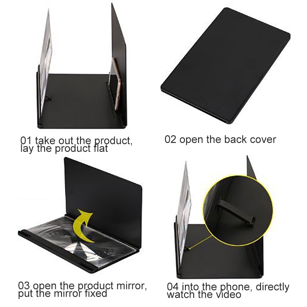 Phone Screen Magnifier 14inch Folding Phone Screen Magnifier 3D HD Video Amplifier Smartphone Stand Phone Screen Magnifier