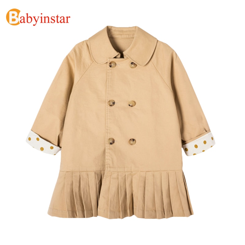 Babyinstar børnetøj frakker plisseret grøft piger hel ærme frakke jakker trenchcoat børn vindjakke