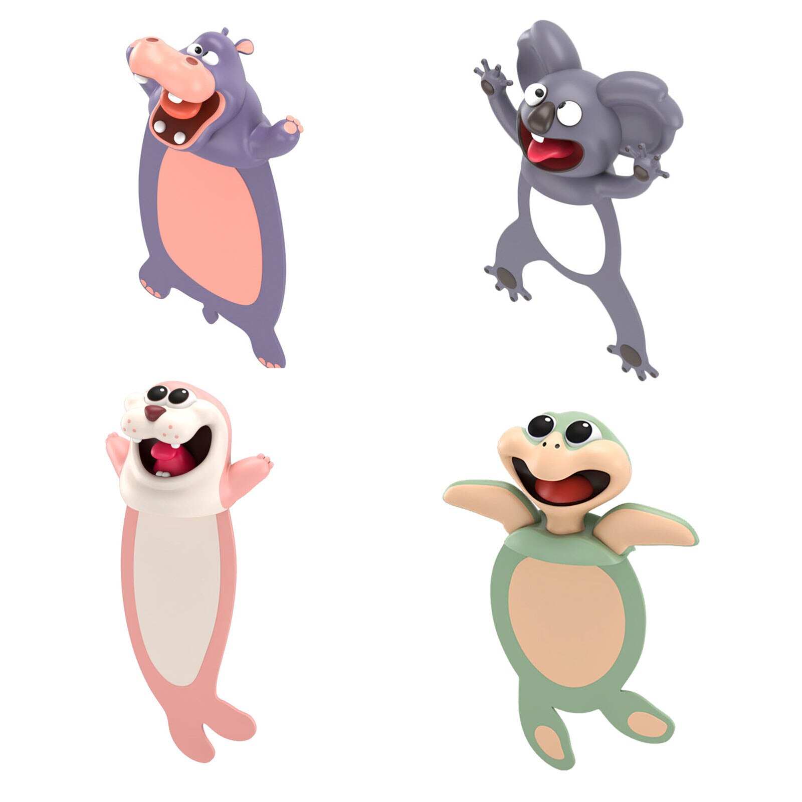 3D Stereo Kawaii Cartoon Lovely Animal Bookmark Wacky Bookmark Student 4PCS