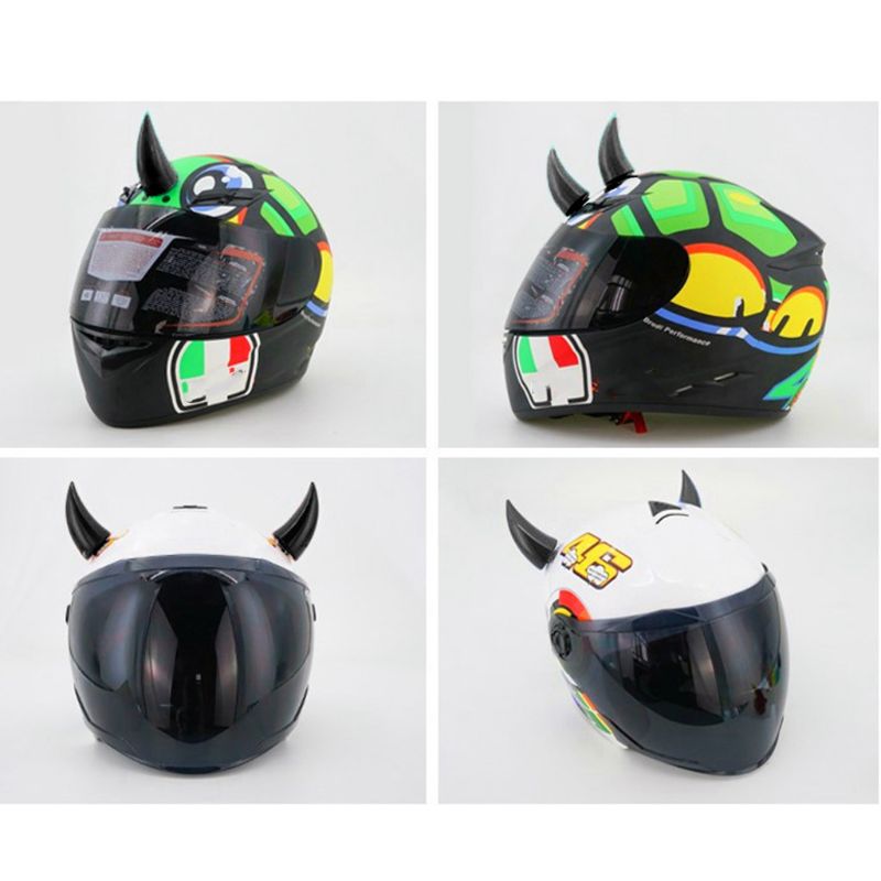 Retro Personality DIY Motorcycle Helmet Decor Horn Soft Plastic Motorbike with Suction Cup Personal Decoration Headwear