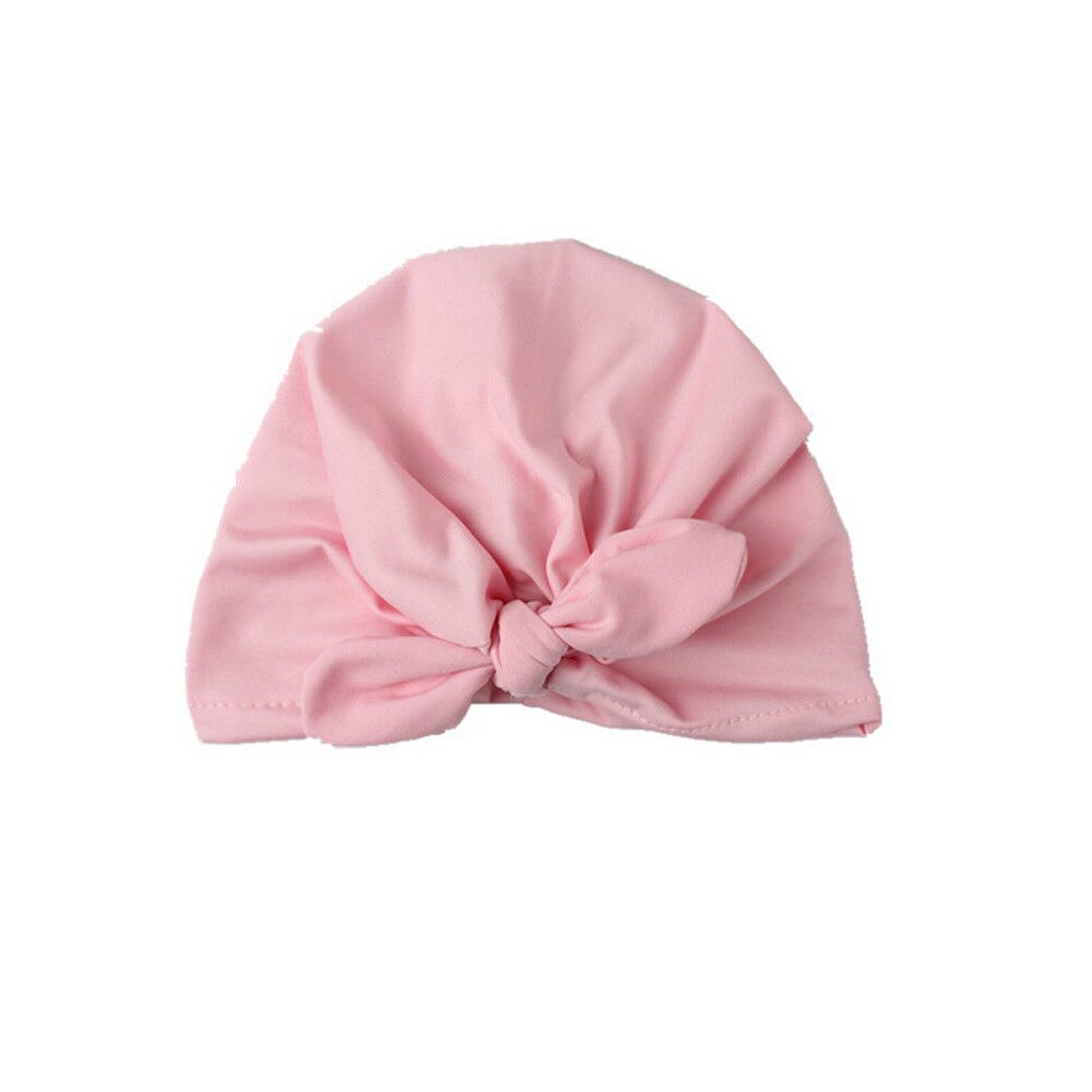 Gorro con lazo para bebé niña, gorro turbante de algodón para niño pequeño, accesorios para el cabello de la India, nuevos gorros suaves de rayón para bebé: Rosa