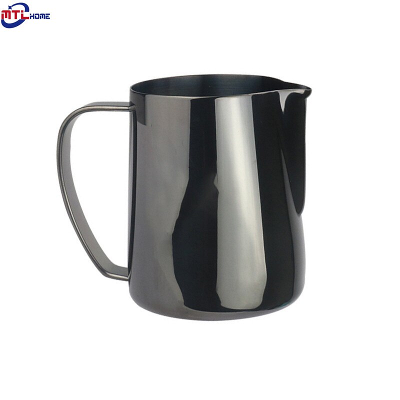 304 Roestvrij Staal Handmatige Motta Melkkan Frother Latte Art Cup Melk Opschuimen Werper Creamer Melkschuim Maker Melkopschuimer: titanium black / 600ml