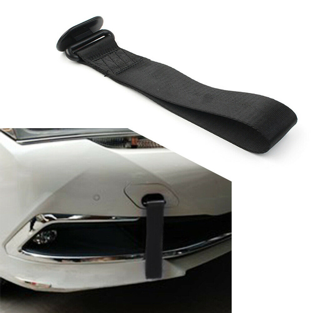 Accesorios de coche, correa de remolque, gancho de Rally, muchos colores, ajuste Universal para parachoques trasero/delantero, herramientas de cuerdas, 1 ud.: Black