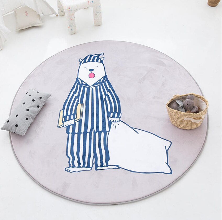 Barn leker spillmatter rundt teppetepper matte bomull krypteppe gulvteppe til barnerom dekorasjon ins baby: 6 / Diameter 40cm