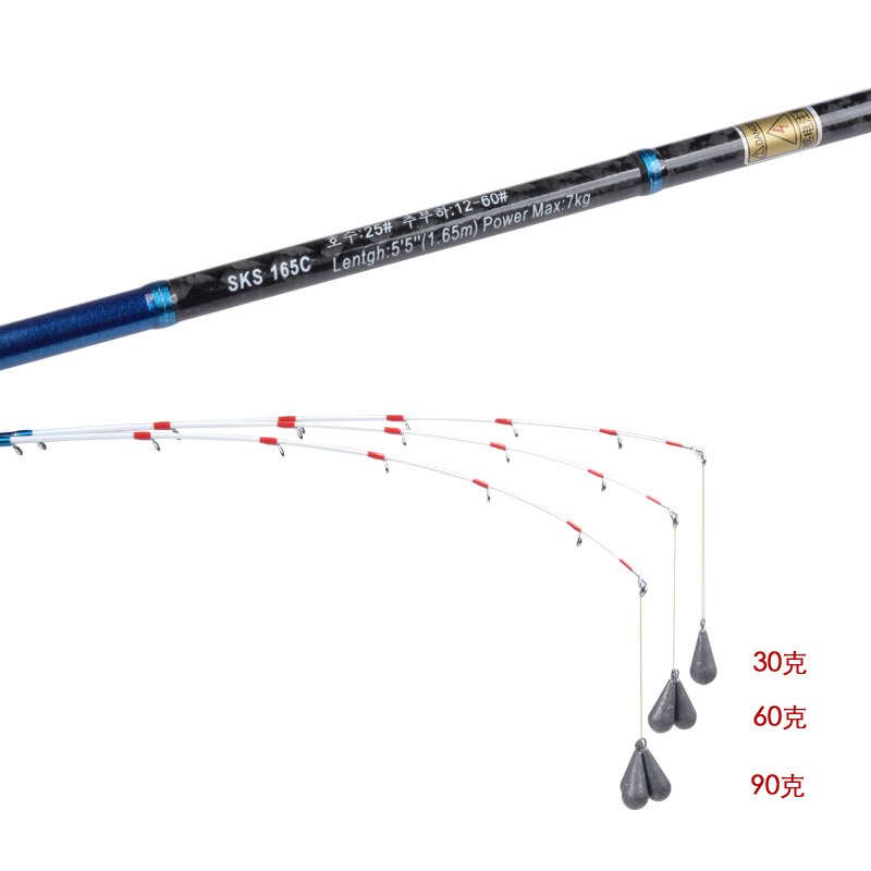 SEEKBASS, 1,65 m, producto, caña de pescar de calamar, bote de agua salada ligera, Material de fibra de vidrio sólida, caña de fundición con punta, caña de goma TAI