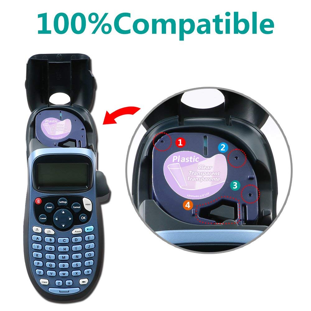 Cintas de etiquetas para Dymo LetraTag LT, 91200, 91330, 10697, 91220, 59421, S0721510, color negro sobre blanco, paquete de 10 Uds.