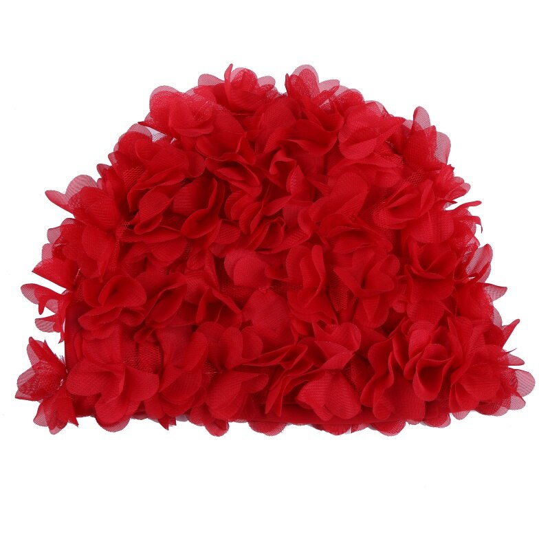 Women Three dimensional flower petals ladies swimming cap Vintage Floral Swimming Hat Flower Female Bathing Cap: R