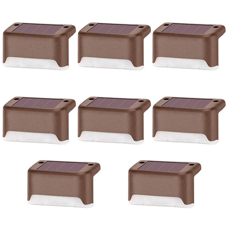 Luces Led solares de exterior de 8/4/1 Uds., luces de paso a prueba de agua, lámpara Solar de valla para Patio, escaleras, luz Solar de jardín: Brown 8PC