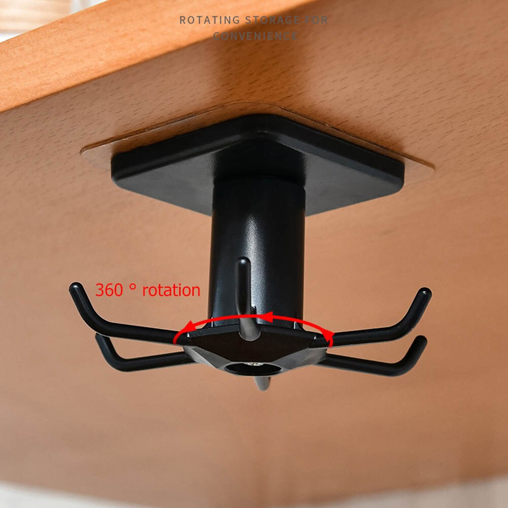 360 Rotation Plastic Hook Universal Utensils Holder Hanger Retractable Storage Shelf Save Room Organizer Hole Free Hooks