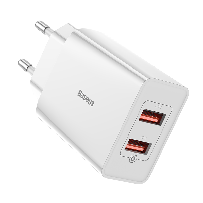 Baseus 18W Snelle Usb Charger Ondersteuning Quick Charge 3.0 Usb Type-C Pd Charger Mini Draagbare Telefoon Oplader voor Iphone Huawei Xiaomi: EU  Two USB White