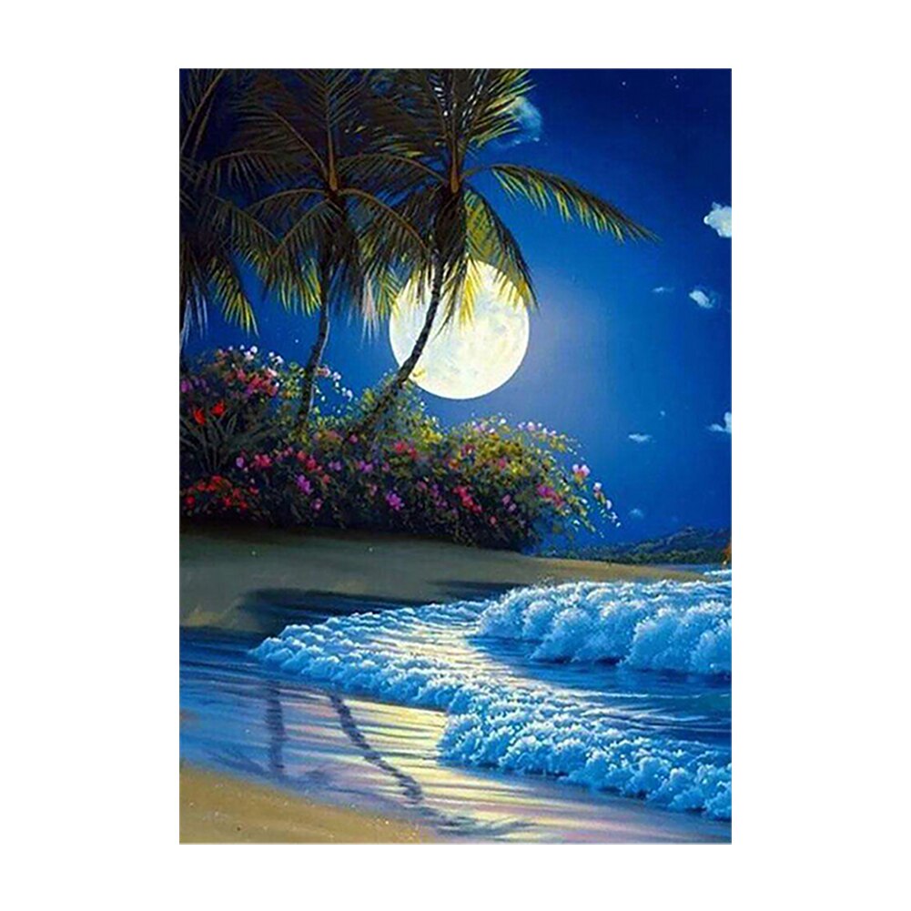 1 Set DIY 5D Diamond Painting Seaside Lighthouse Wall Seaside Night View Artist Home Decoration: C8757-1A