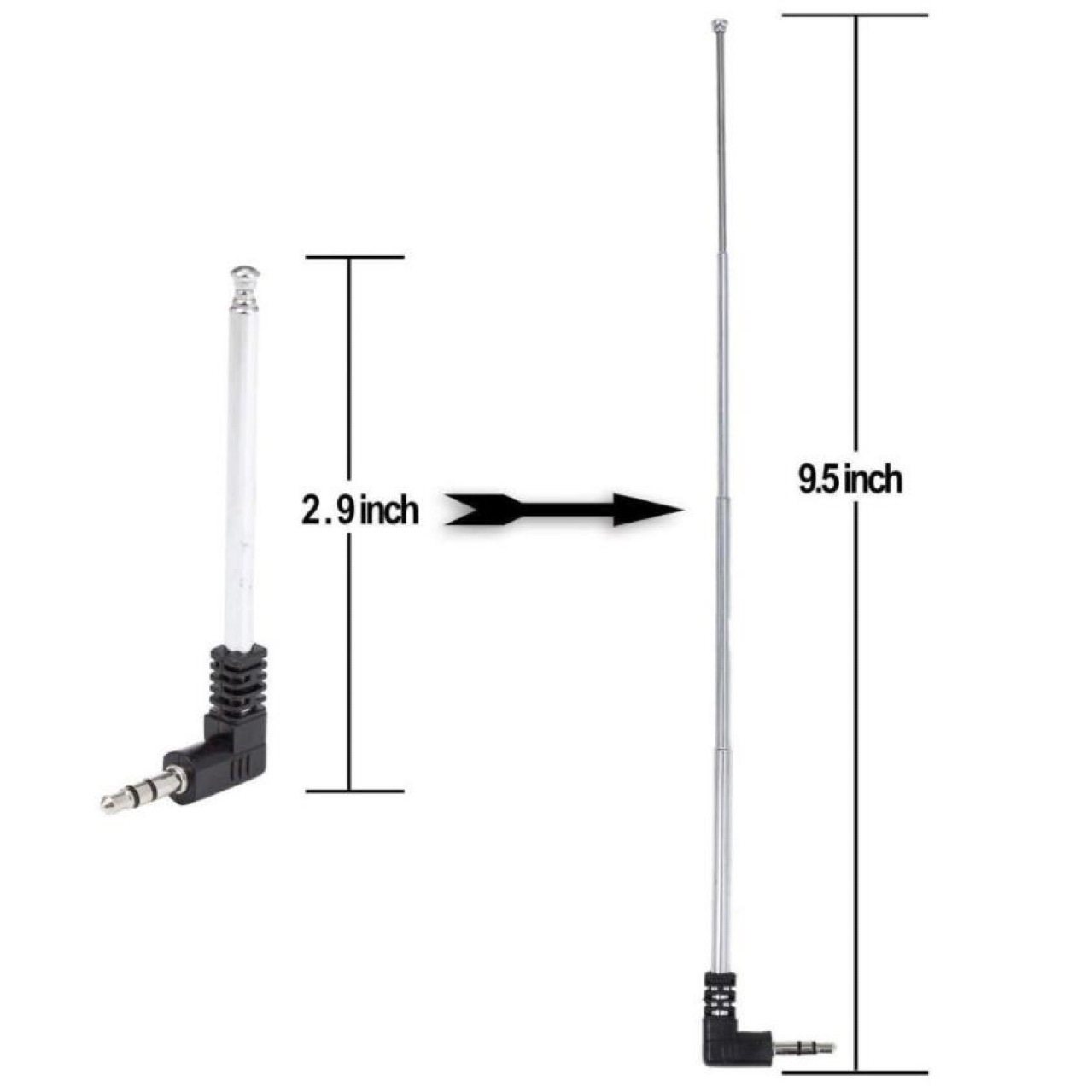 Antenna radio FM da 3,5 mm, asta telescopica, antenna con altoparlante inseribile tramite scheda, antenna FM portatile, quattro sezioni, lunga 24,5 cm