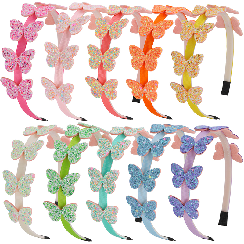 Diademas de mariposa para niñas, diadema brillante con forma de mariposa, diademas con dientes de plástico, accesorios para el cabello para niñas y niños