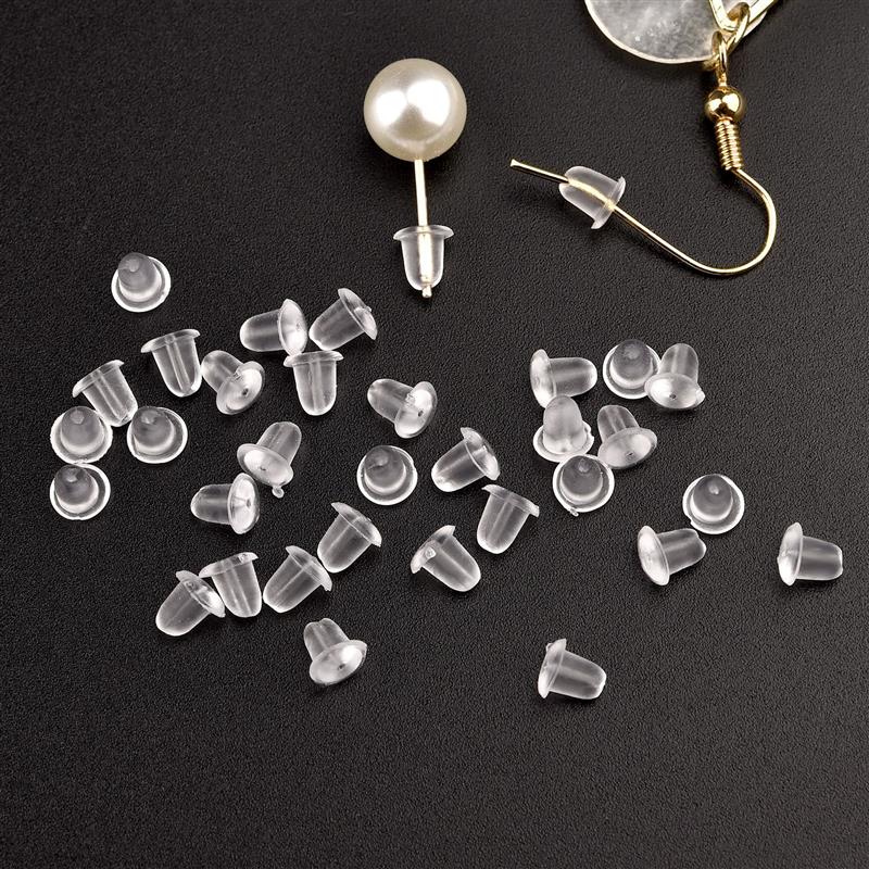 Bouchon arrière pour boucles d'oreilles, 100 à 1000 pièces/boîte, accessoires de bijoux, en alliage de silicone