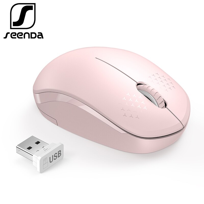 SeenDa-Ratón silencioso inalámbrico 2.4G para ordenador, ergonómico, para portátil, escritorio, Notebook, PC: pink