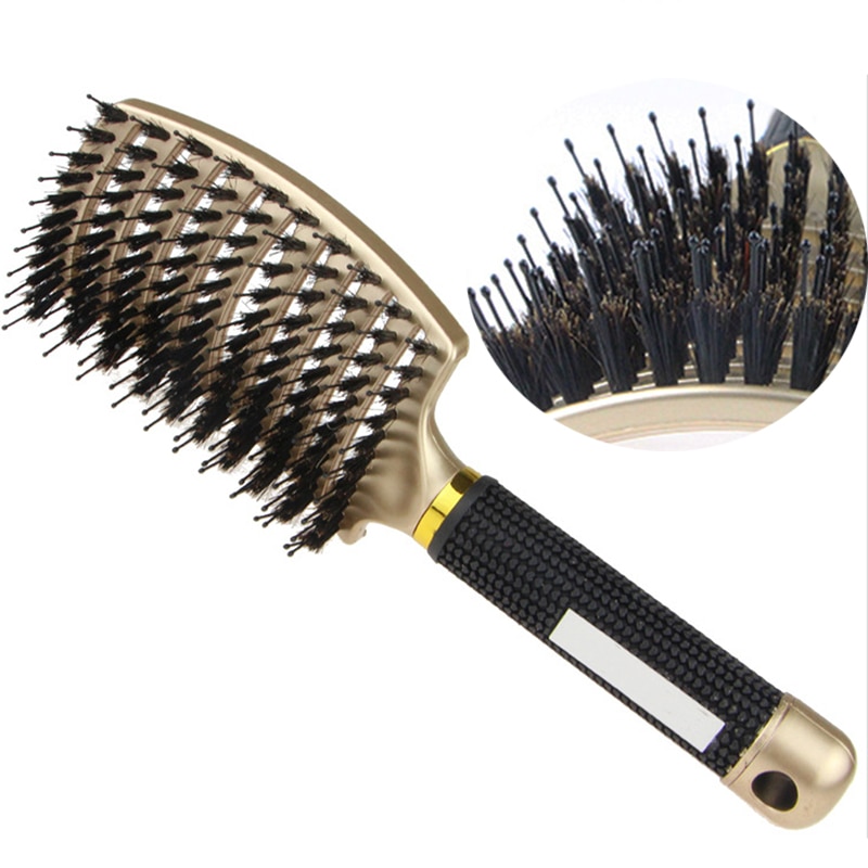 Haar Pinsel Kopfhaut Massage Kamm Haarbürste Borsten & Nylon Frauen Nass Lockige Detangle Haar Pinsel für Salon Friseur Styling Werkzeuge