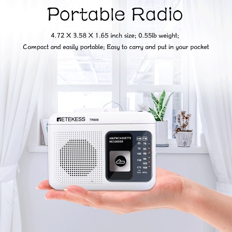 Retekess Tr606 Radio Fm Am Radio Cassette Afspelen Draagbare Radio 'S Fm Am Opname 3.5Mm Oortelefoon Microfoon Jack 2 Voeding Methode