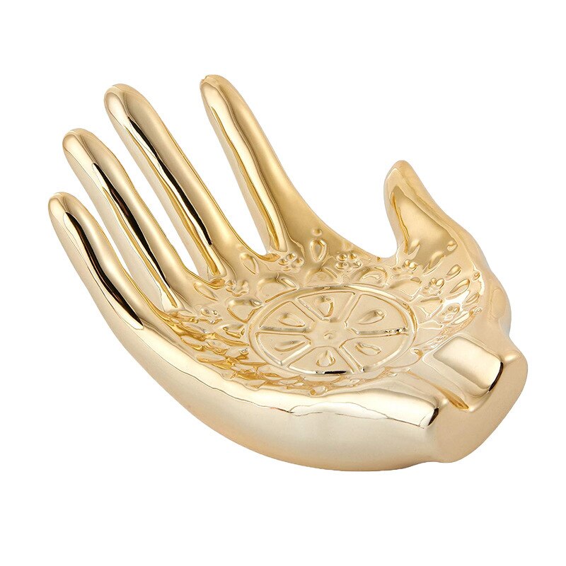 Nordic Ins Keramiek Gouden Palm Sieraden Platen Ketting Display Schotel Oorbellen Ring Opslag Kommen Decoratie Ambachten Decor: Default Title