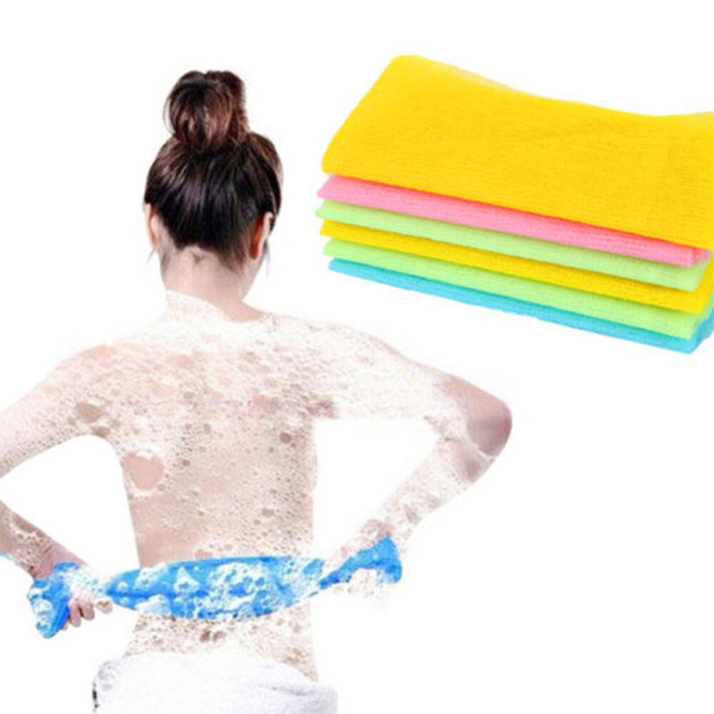 Eksfolierende nylon bad brusebad krop hud rengøring vask skrubbe klud håndklæde krop rengøring vask skrubbe klud scrubbere