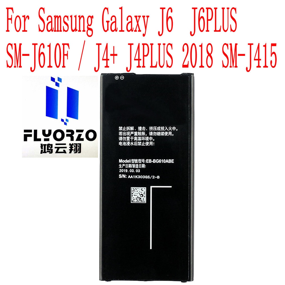 Batería de EB-BG610ABE de 100% mAh de para teléfono móvil Samsung Galaxy J6 + J6PLUS SM-J610F / J4 + J4PLUS 3300 SM-J415, novedad de