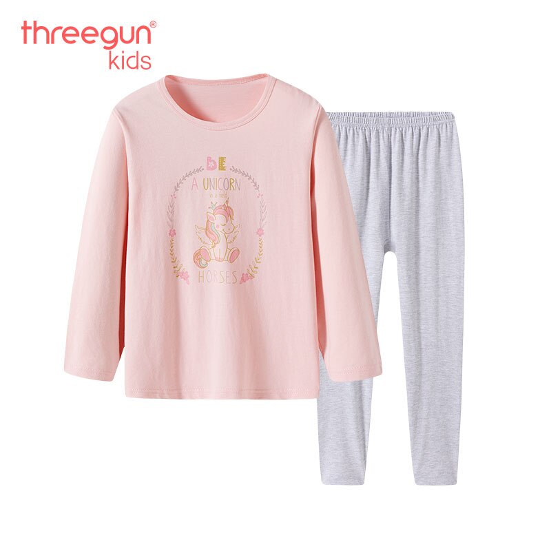 Set pigiami unicorno per bambina treegunkids set intimo termico intimo termico o-collo lungo in cotone Johns