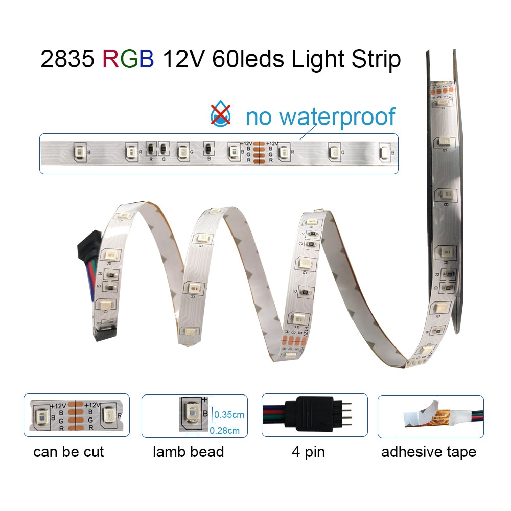 Music LED Strip Lights, Wireless LED Light Strips 10M SMD 5050 2835 Music Controller LED RGB Tape Lights no Waterproof