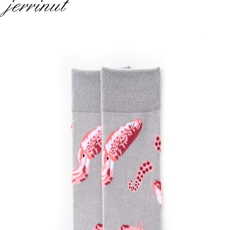 Jerrinut herre bomull uformelle morsomme sokker med trykk glade søte tegneseriesokker varme høst vinter tegneseriesokker mannskap 1 par