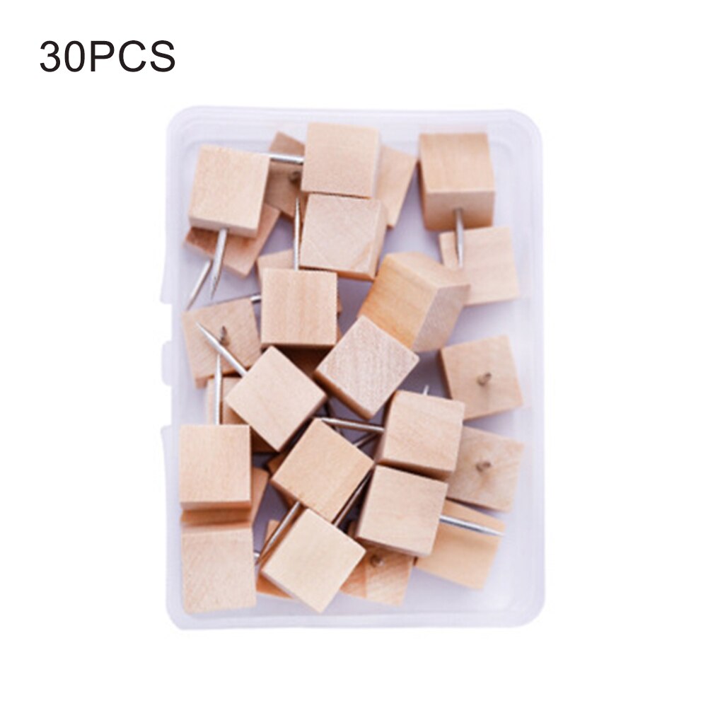 1box Craft Push Pin Map Photo Wall Cork Board Office Wooden Thumbtack Drawing Decorative With Organizing Container Nail Home