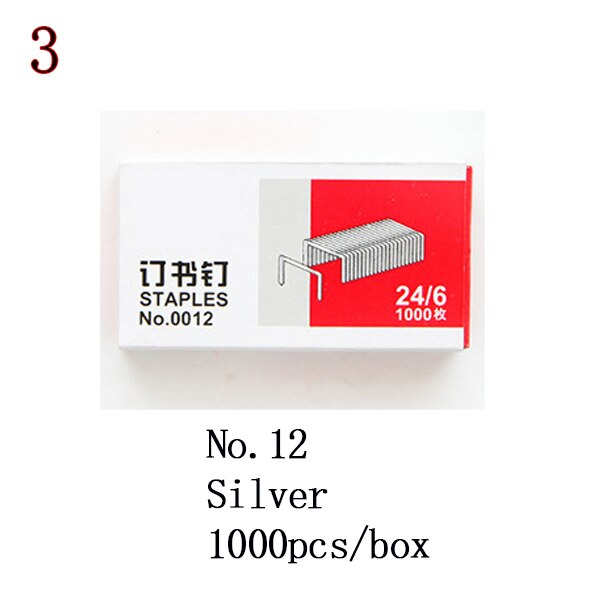 1 Pack 10/12mm Colorful Stapler Book Staples Silver / Color Stainless Steel Staples School Office Binding Supplies Papeleria: Silver No.12