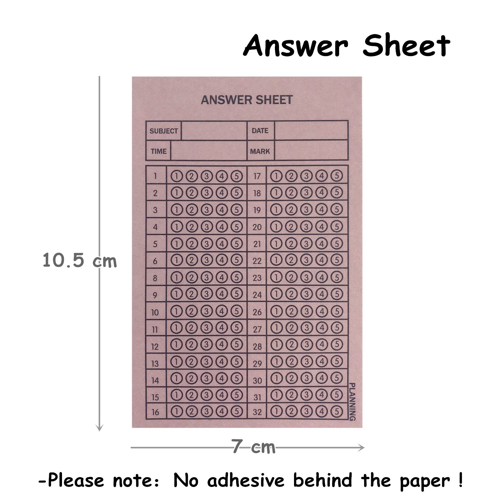 Bloc-notes avec calendrier quotidien, 50 feuilles, carnet de notes avec listes de choses à faire, notes, Plan horaire, avec retard, papeterie: Answer Sheet