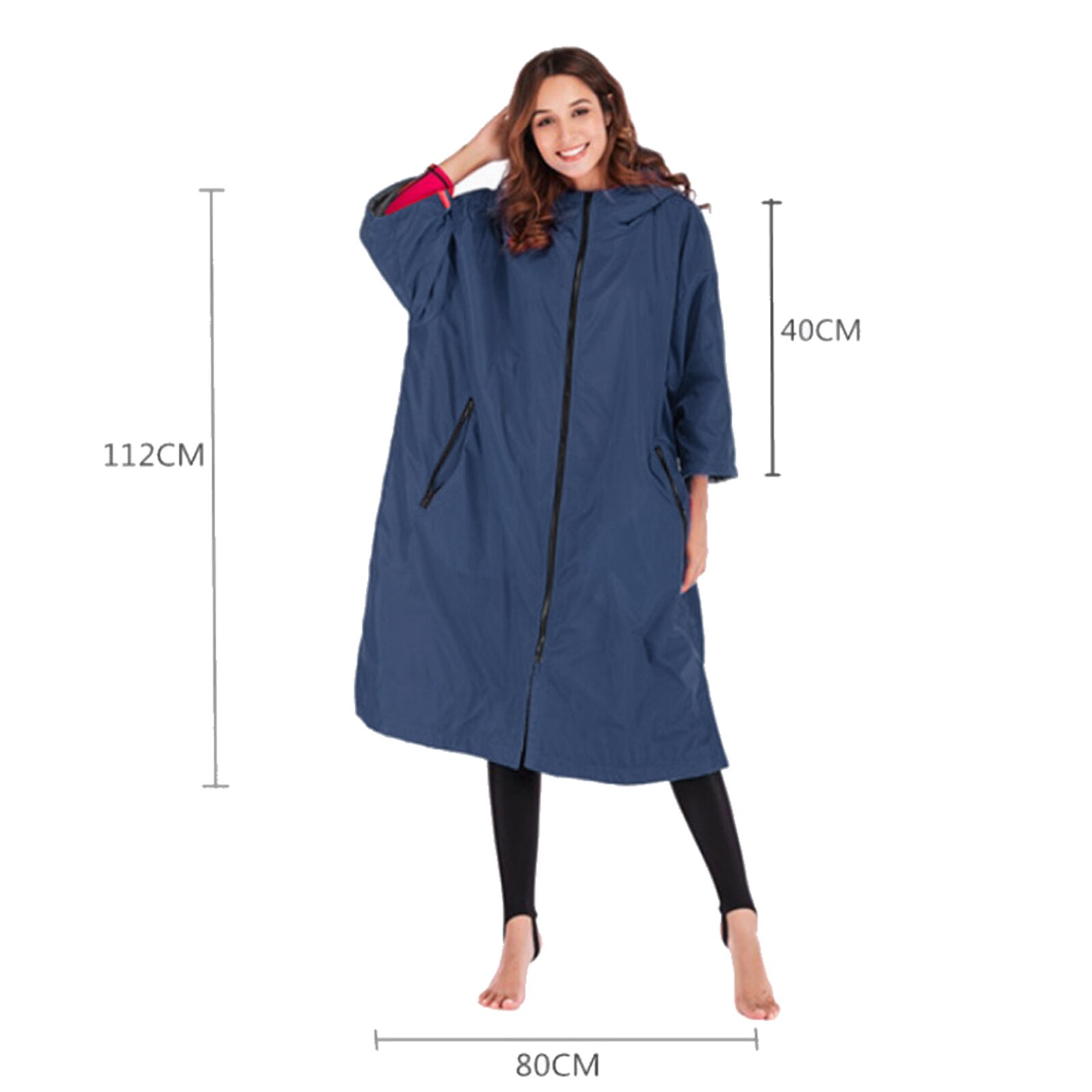 Vip-Adult Waterproof Changing Robe 3/4 Sleeve Beach Changing Robe Jacket Outdoor Windbreaker Cloak Fleece Lining Coat Poncho