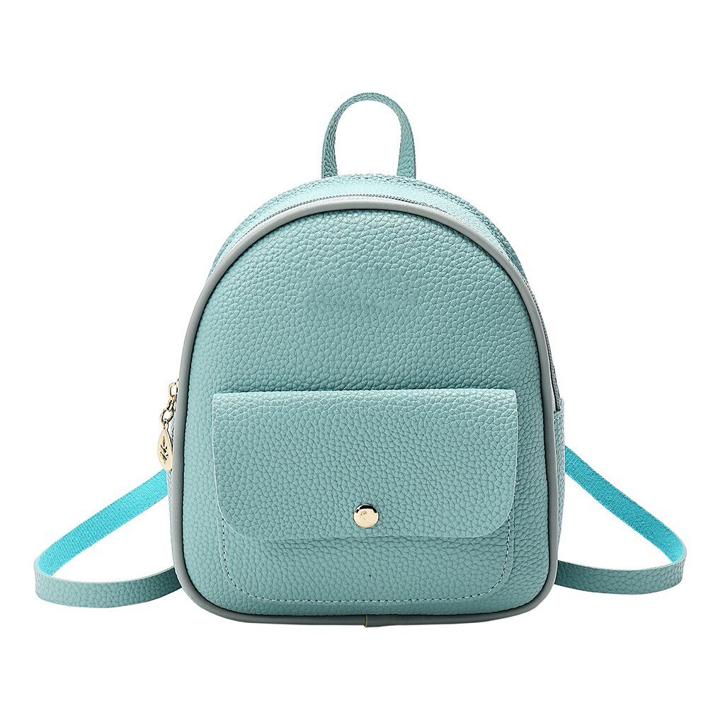 Cute Backpack Women Shoulders Solid Small Backpack Letter Purse Mobile Phone Messenger Bag Рюкзак Кожаный Женский: Blue