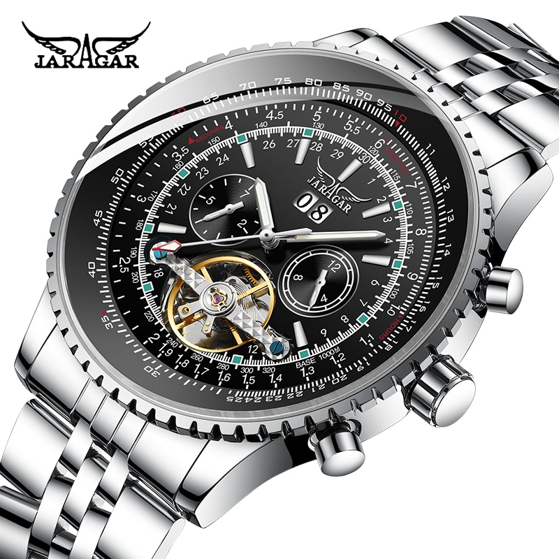 Mens Watches Automatic Mechanical Watches Jaragar Brand Men Stainless Steel Watches Skeleton Steampunk Male Clocks