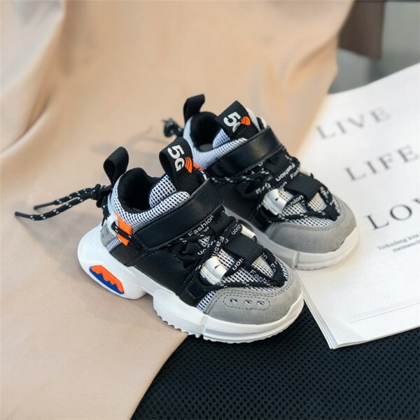 Kinderschoenen unisex peuter meisjes jongens sneakers ademend zachte zool outdoor tennis kinderschoenen kinder hardloopschoenen: Zwart / 25