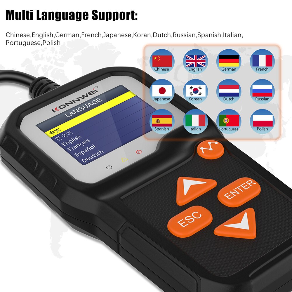 Konnwei KW650 Auto Batterij Tester Voor 6V/12V Analyzer 100 Tot 2000 Cca Auto Quick Zwengelen Opladen tester Batterij Tool