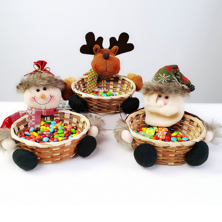 Christmas Ornaments Imitation Bark Candy Basket Old Man Doll Snack Storage Apple Basket Home Decorative Supplies