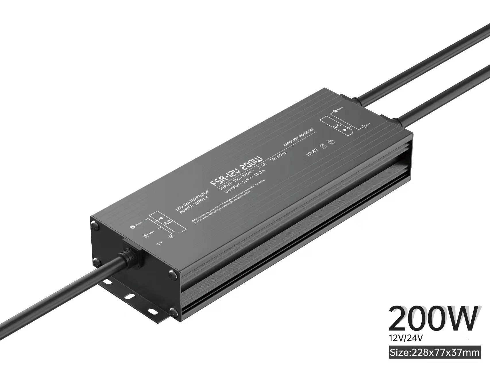 Controlador LED fuente de alimentación impermeable IP67 IP68 transformador de iluminación AC190V ~ 240V a DC 12V 24V 10W 20W 30W 50W 100W adaptador para exteriores: Castaño / 380 V