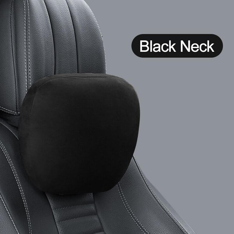 JINSERTA Auto Sitzkissen Unterstützung Kissen Maybach S Klasse Kopfstütze Taille Kissen Wildleder Stoff Sitz Zurück Nacken Unterstützung Kissen: Schwarz-Nacken