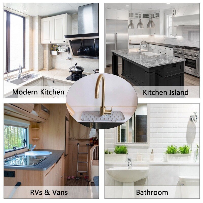 Silicone Faucet Mat For Kitchen Sink Splash Guard Bathroom Faucet Water Catcher Mat Sink Draining Pad Behind Faucet