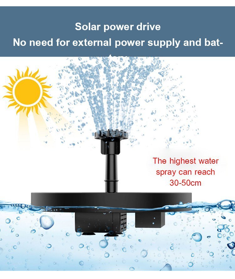 18CM Floating Solar Water Fountain Pool Waterfall LED light Fountain Garden Patio Decoration fountain Outdoor Bird Bath piscina