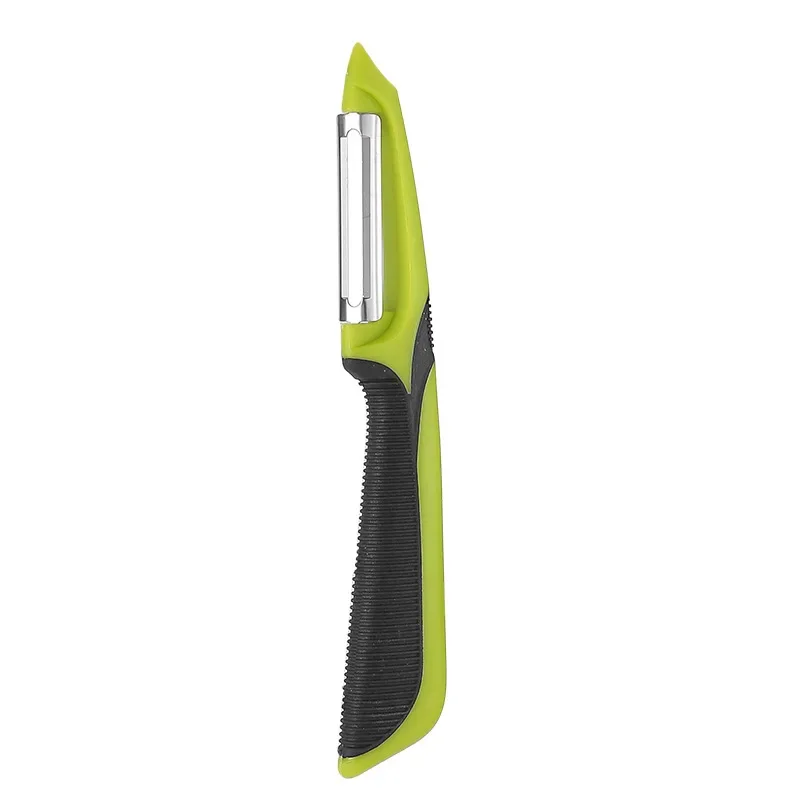 Cuchillo pelador de patatas multifuncional de acero inoxidable para el hogar, herramienta de cocina para pelar verduras y frutas: Verde claro