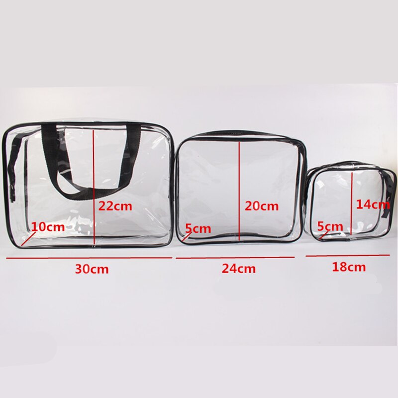 Ruputin 3 stuks/set transparante dames cosmetische tas pvc reisorganizer tas rits make-up tas badkamer waterdichte waszakken